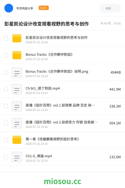 《彭星凯论设计改变观看视野的思考与创作》教程网盘|学习资源网盘