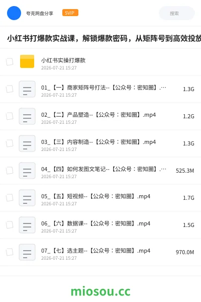 《小红书打爆款实战课,解锁爆款密码,从矩阵号到高效投放》教程网盘|学习资源网盘