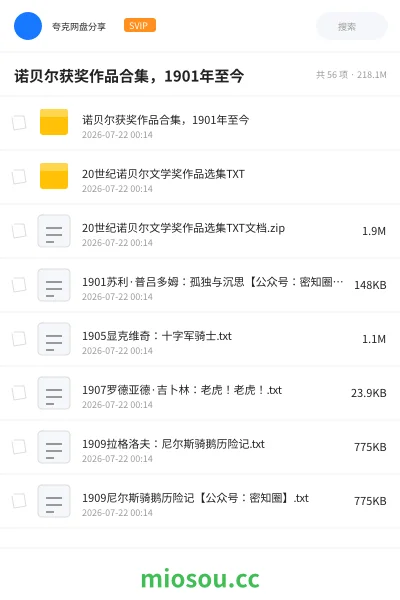 《诺贝尔获奖作品合集，1901年至今》书籍网盘｜学习资源网盘