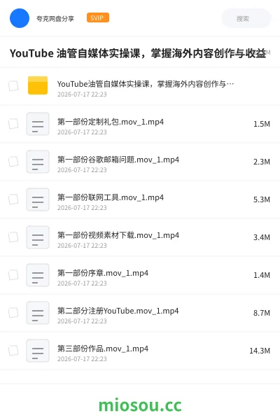 《YouTube 油管自媒体实操课,掌握海外内容创作与收益》教程网盘|学习资源网盘