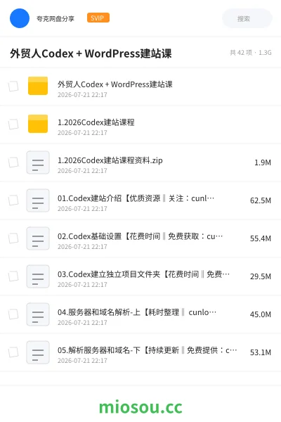 《某博主《外贸人Codex+WordPress建站课》》人工智能学习资源封面
