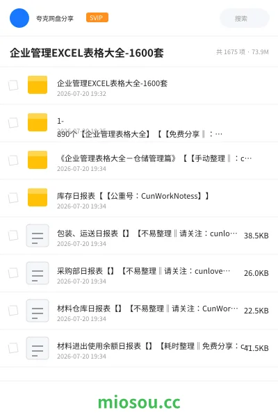 《企业管理EXCEL表格大全-1600套》教程网盘|学习资源网盘