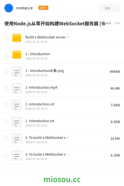 《使用Node.js从零开始构建WebSocket服务器 | Build a WebSocket server with Node.js》编程网盘｜学习资源网盘