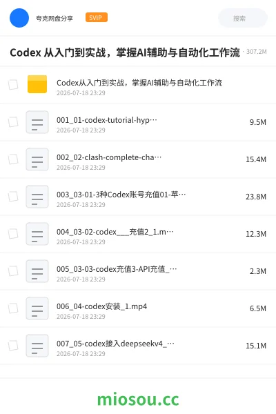 《Codex 从入门到实战,掌握AI辅助与自动化工作流》人工智能网盘|学习资源网盘
