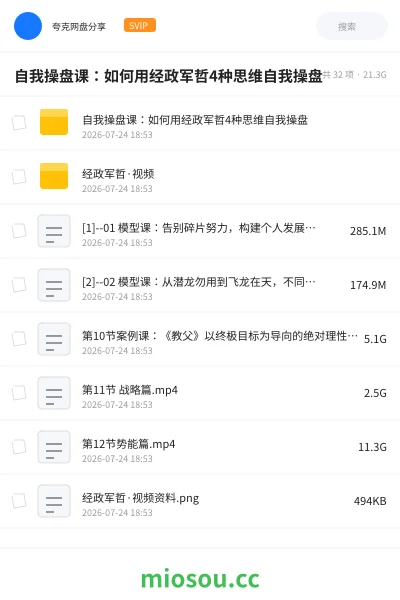 《自我操盘课:如何用经政军哲4种思维自我操盘》教程网盘|学习资源网盘