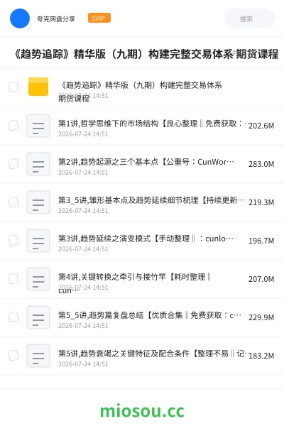 《《趋势追踪》精华版(九期)构建完整交易体系 期货课程》教程网盘|学习资源网盘