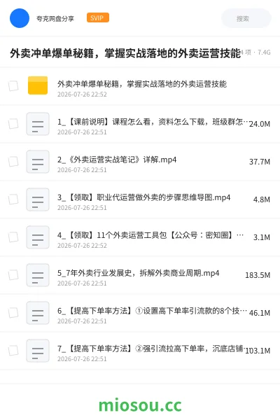 《外卖冲单爆单秘籍，掌握实战落地的外卖运营技能》人工智能网盘｜学习资源网盘