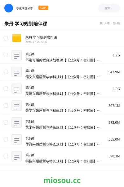 《朱丹 学习规划陪伴课》教程网盘｜学习资源网盘