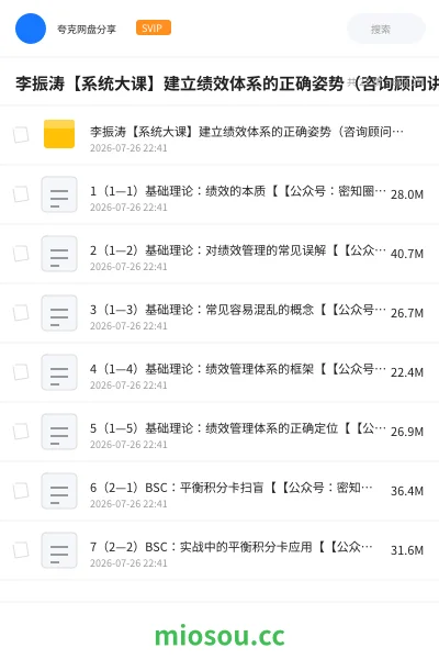 《李振涛【系统大课】建立绩效体系的正确姿势(咨询顾问讲解如何搭建完整的绩效管理体系)》教程网盘|学习资源网盘
