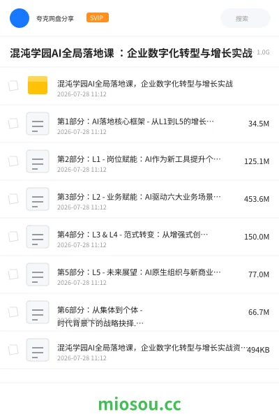 《混沌学园AI全局落地课 ：企业数字化转型与增长实战》人工智能网盘｜学习资源网盘