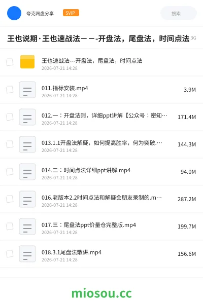 《王也说期·王也速战法---开盘法,尾盘法,时间点法》教程网盘|学习资源网盘