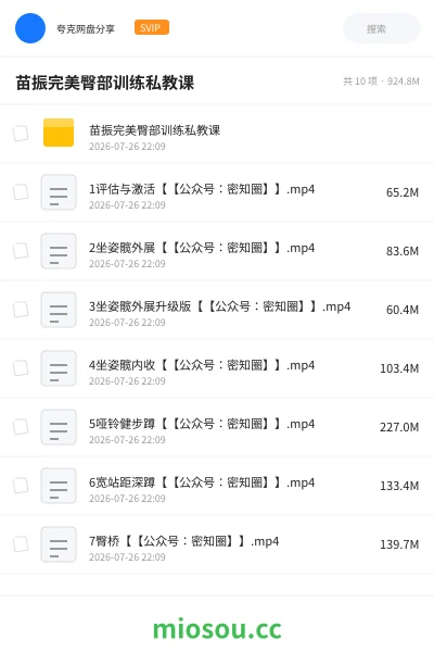 《苗振完美臀部训练私教课》教程网盘｜学习资源网盘