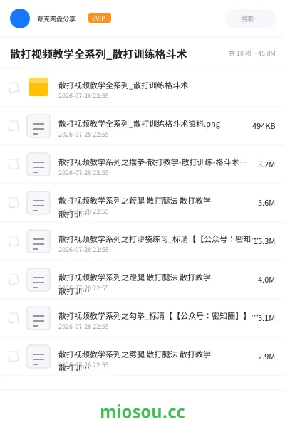 《散打视频教学全系列_散打训练格斗术》教程网盘｜学习资源网盘