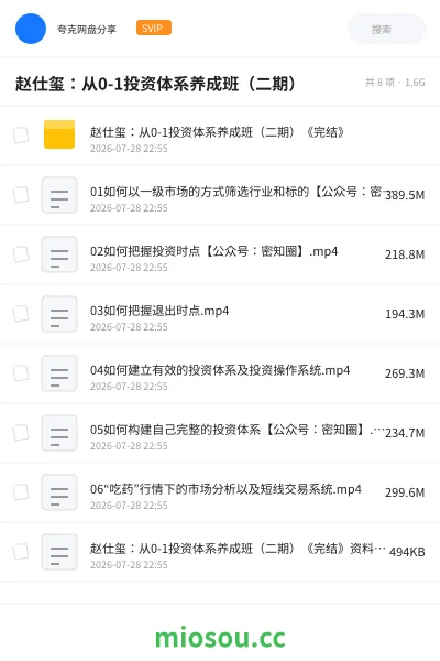 《赵仕玺:从0-1投资体系养成班(二期)》教程网盘|学习资源网盘