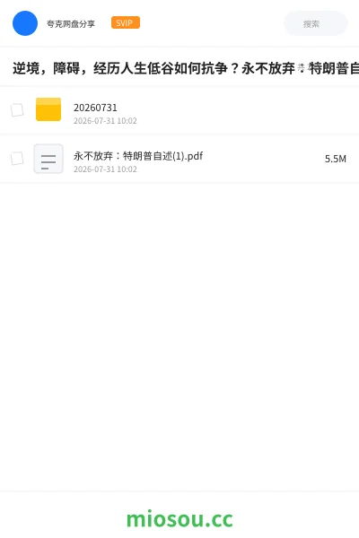 《逆境,障碍,经历人生低谷如何抗争?永不放弃:特朗普自述。值得一看!》书籍网盘|学习资源网盘