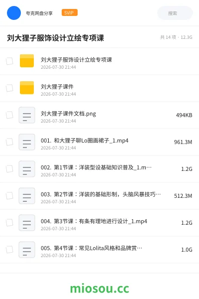《刘大狸子服饰设计立绘专项课》教程网盘|学习资源网盘