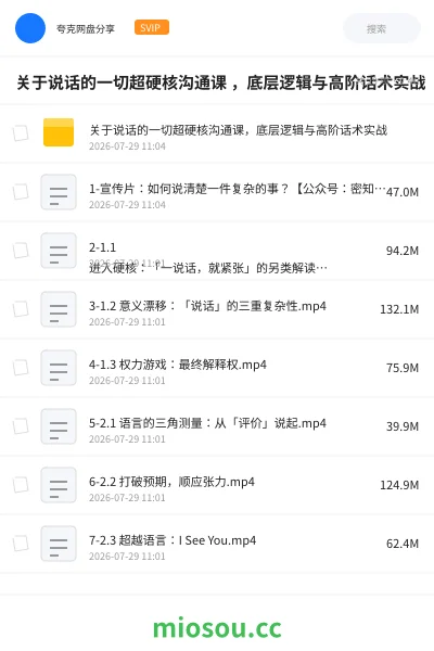 《关于说话的一切超硬核沟通课 ,底层逻辑与高阶话术实战》教程网盘|学习资源网盘