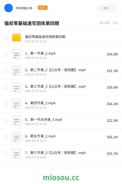 《猫叔零基础速写团练第四期》教程网盘|学习资源网盘