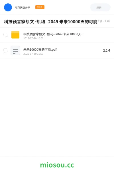 《科技预言家凯文·凯利--2049 未来10000天的可能》书籍网盘|学习资源网盘