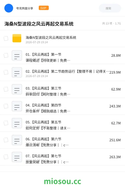 《海桑N型波段之风云再起交易系统》教程网盘|学习资源网盘
