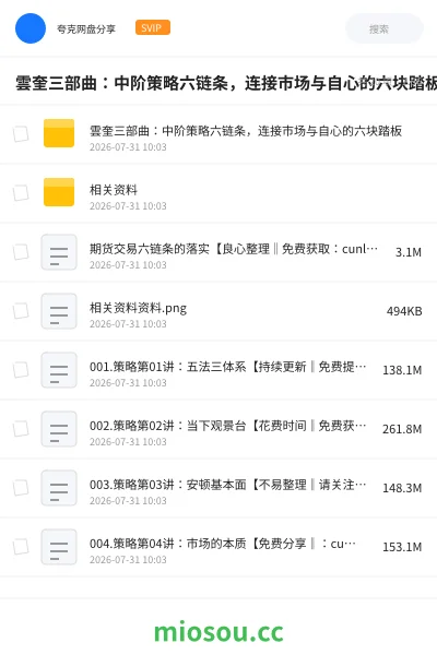《雲奎三部曲:中阶策略六链条,连接市场与自心的六块踏板》教程网盘|学习资源网盘
