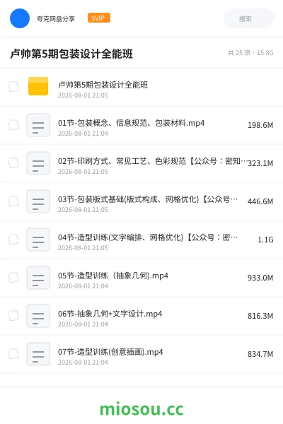 《卢帅第5期包装设计全能班》教程网盘|学习资源网盘