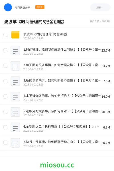 《波波羊《时间管理的5把金钥匙》》教程网盘|学习资源网盘