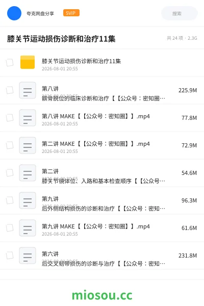 《膝关节运动损伤诊断和治疗11集》医学网盘|学习资源网盘