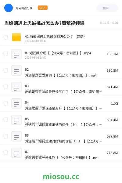 《当婚姻遇上忠诚挑战怎么办?周梵视频课》教程网盘|学习资源网盘