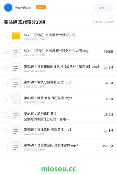 《张沛超 现代精分30讲》教程网盘|学习资源网盘