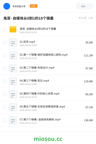 《鬼哥·自媒体从0到1的18个锦囊》教程网盘｜学习资源网盘
