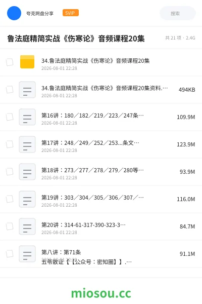《鲁法庭精简实战《伤寒论》音频课程20集》医学学习资源封面