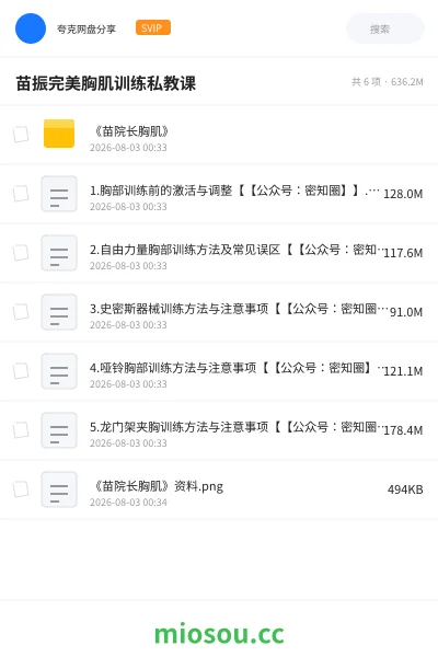 《苗振完美胸肌训练私教课》教程网盘｜学习资源网盘