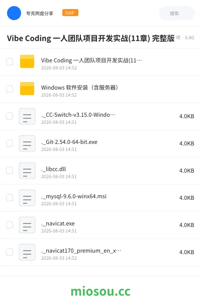 《Vibe Coding 一人团队项目开发实战(11章) 完整版》人工智能网盘｜学习资源网盘