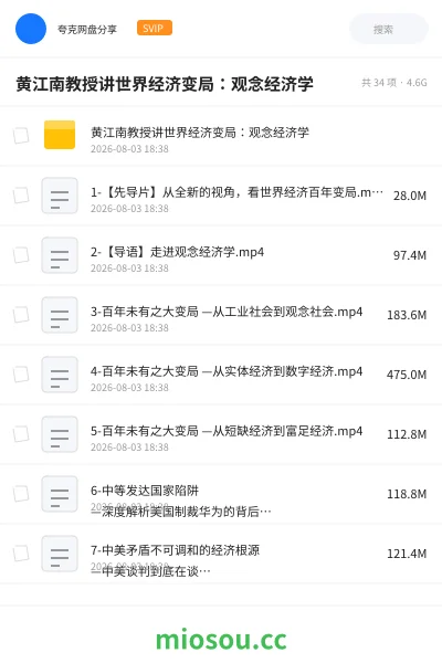 《黄江南教授讲世界经济变局:观念经济学》教程网盘|学习资源网盘