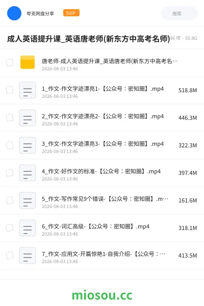 《成人英语提升课_英语唐老师(新东方中高考名师)》英语网盘|学习资源网盘