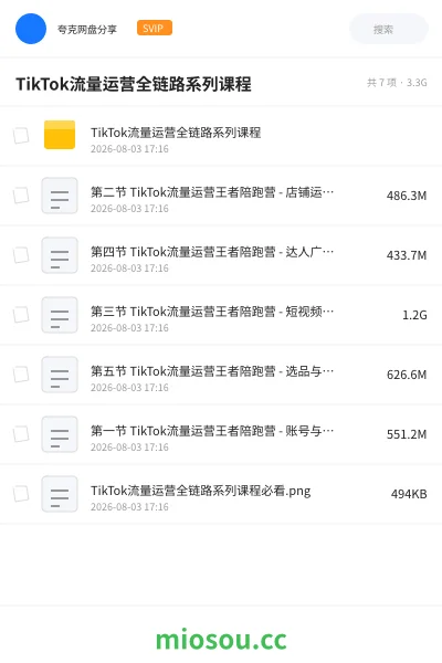 《TikTok流量运营全链路系列课程》教程学习资源封面