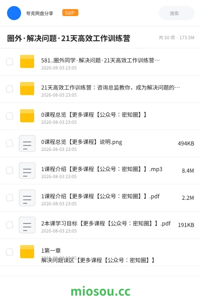 《圈外·解决问题·21天高效工作训练营》教程网盘｜学习资源网盘