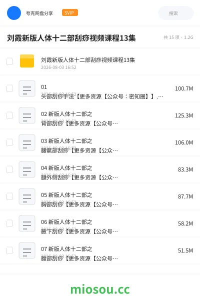 《刘霞新版人体十二部刮痧视频课程13集》医学网盘|学习资源网盘