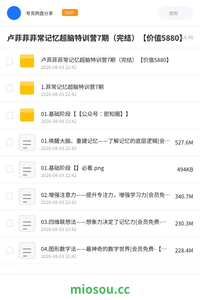 《卢菲菲菲常记忆超脑特训营7期(完结)【价值5880】》教程学习资源封面