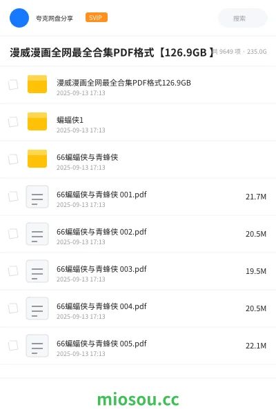《漫威漫画全网最全合集PDF格式【126.9GB 】》漫画学习资源封面