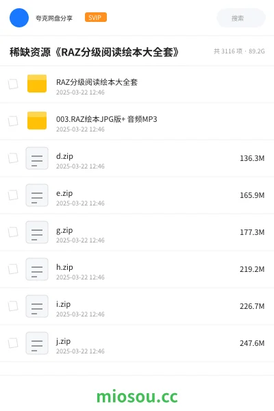 《稀缺资源《RAZ分级阅读绘本大全套》》英语学习资源封面