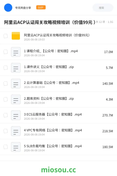《阿里云ACP认证闯关攻略视频培训(价值99元 )》职业资格学习资源封面