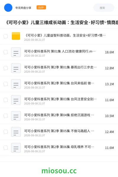 《《可可小爱》儿童三维成长动画:生活安全·好习惯·情商启蒙全体系,3-8岁学前必看》动画学习资源封面