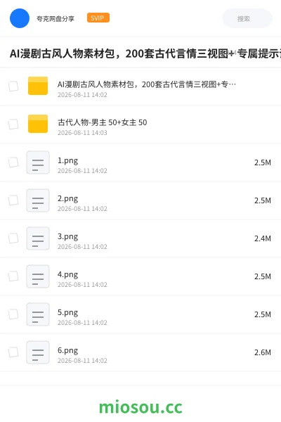 《AI漫剧古风人物素材包,200套古代言情三视图+ 专属提示词》人工智能学习资源封面