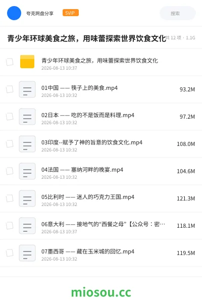 《青少年环球美食之旅,用味蕾探索世界饮食文化》纪录片学习资源封面