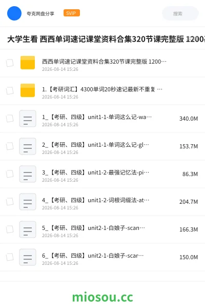 《大学生看 西西单词速记课堂资料合集320节课完整版 1200基础词汇+4300考研词汇+6000词根+四六级+课件等》英语学习资源封面