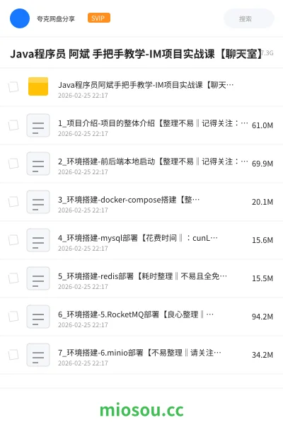 《Java程序员 阿斌 手把手教学-IM项目实战课【聊天室】》编程学习资源封面