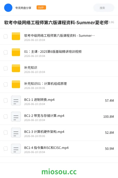 《软考中级网络工程师第六版课程资料-Summer夏老师》职业资格学习资源封面