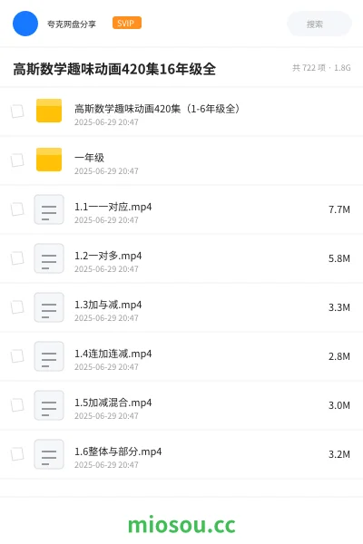 《高斯数学趣味动画420集(1-6年级全)》教程网盘|学习资源网盘